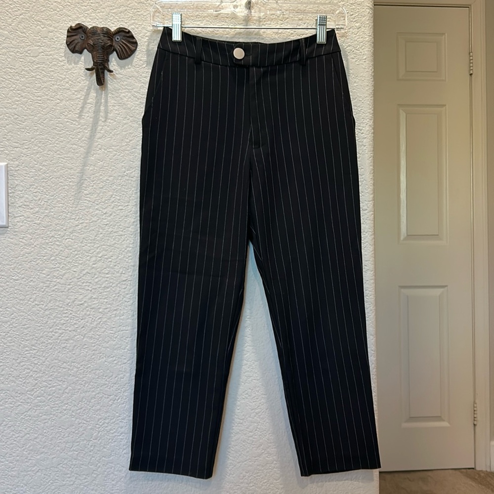 Petite Studio Black Pinstripe Emery Pants